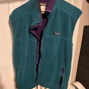 L.L. Bean Teal and Purple Zip-Up Fleece